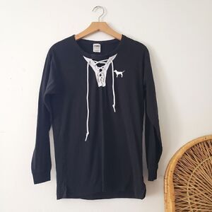 Victoria's Secret PINK Pullover Laced Neckline Campus Dog XS